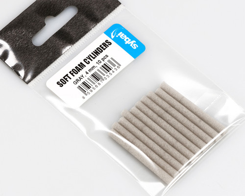 Soft Foam Cylinders, Gray, 4 mm